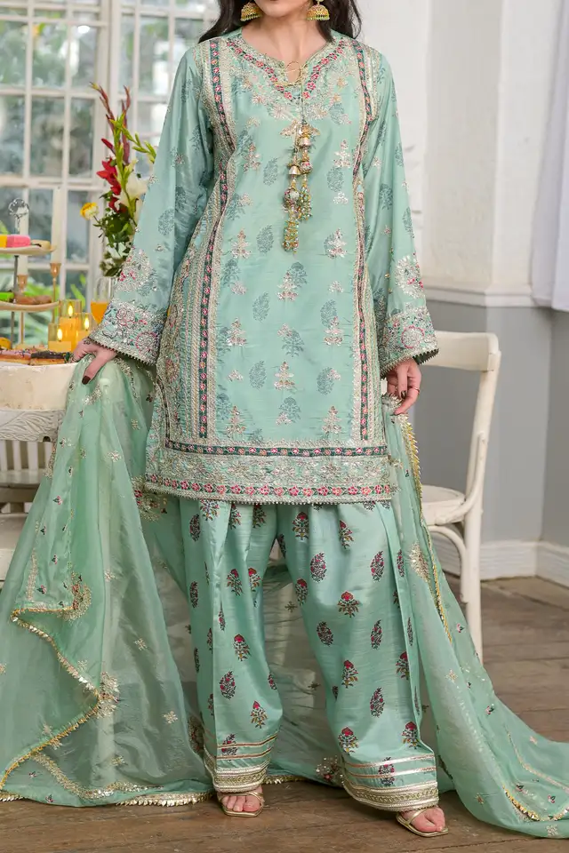 WOMEN'S-3 PIECE EMBROIDERY VISCOSE | DPV-226