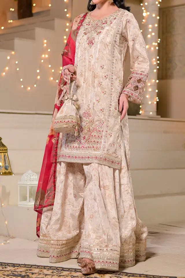 WOMEN'S-3 PIECE PRINTED RAW SILK | DPV-231