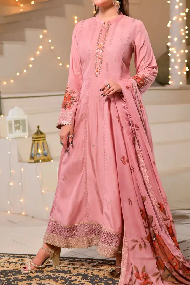 WOMEN'S-3 PIECE PRINTED RAW SILK | DPV-238