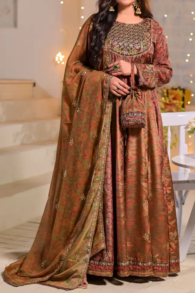 WOMEN'S-3 PIECE PRINTED RAW SILK | DPV-245